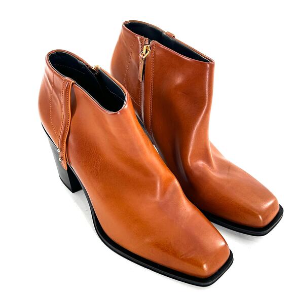 Franco Sarto Vivica Ankle Booties 11 NWOT Tan Square Toe Block Heel Western - Picture 8 of 10